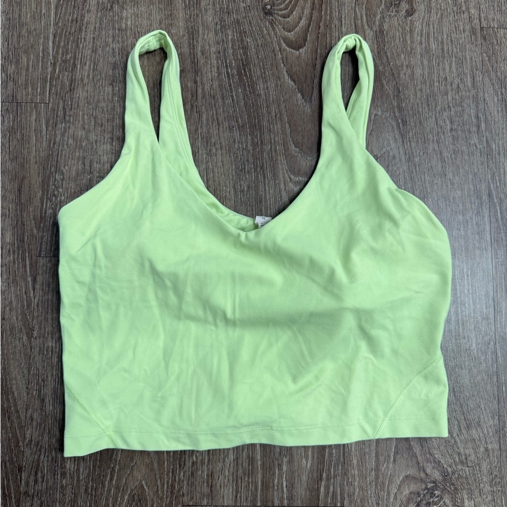 Lululemon Align Tank/Crop Bra Size 10 Lime Green Pads Removed